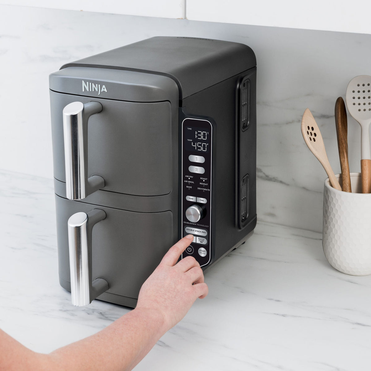 XL Multi-Rack Air Fryer with 2 Baskets & 6 Functions, 10-qt