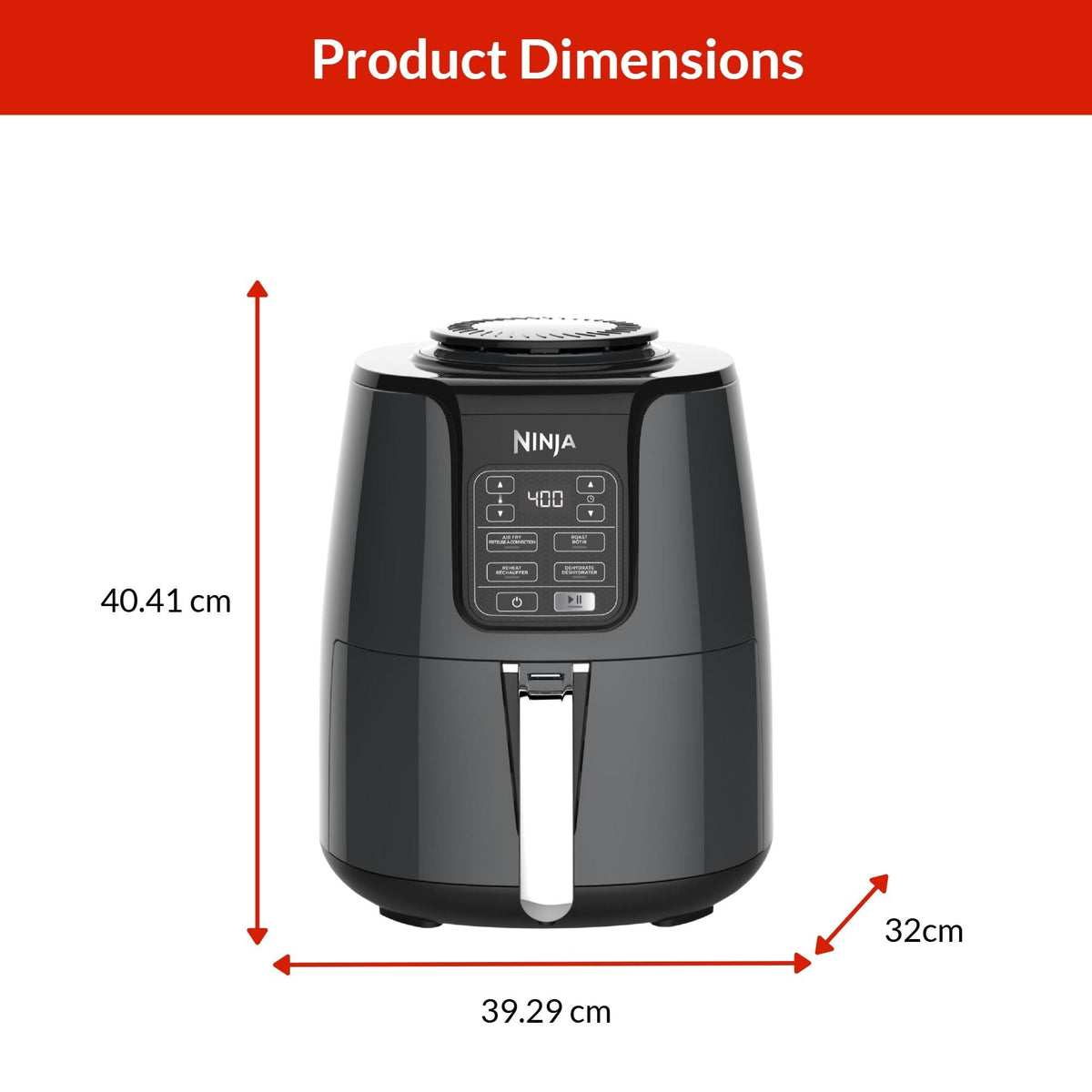 Single Basket Non-Stick Air Fryer, 5 Functions, 4-qt