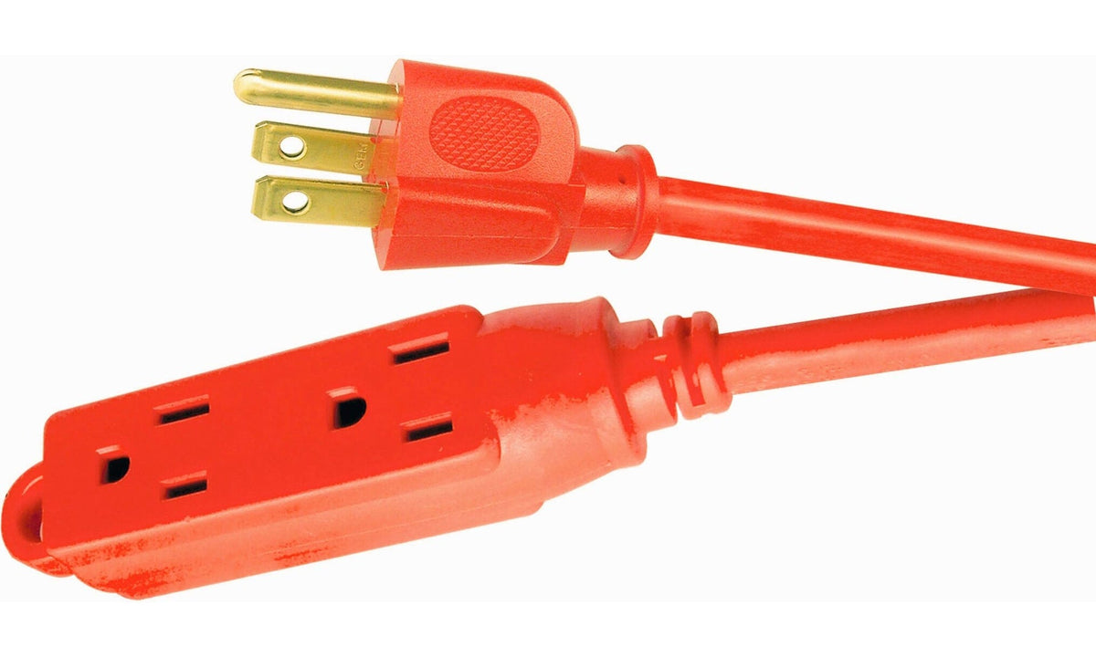 50-ft 16/3 Outdoor Extension Cord with 3 Grounded Outlets & Banana End, Orange