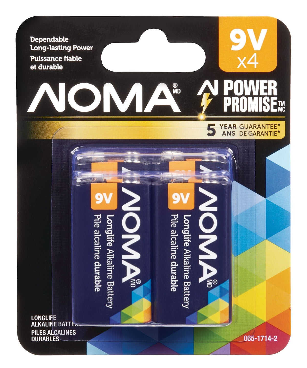 9V/9 Volt Alkaline Batteries, All Purpose, Long Lasting, 4-pk