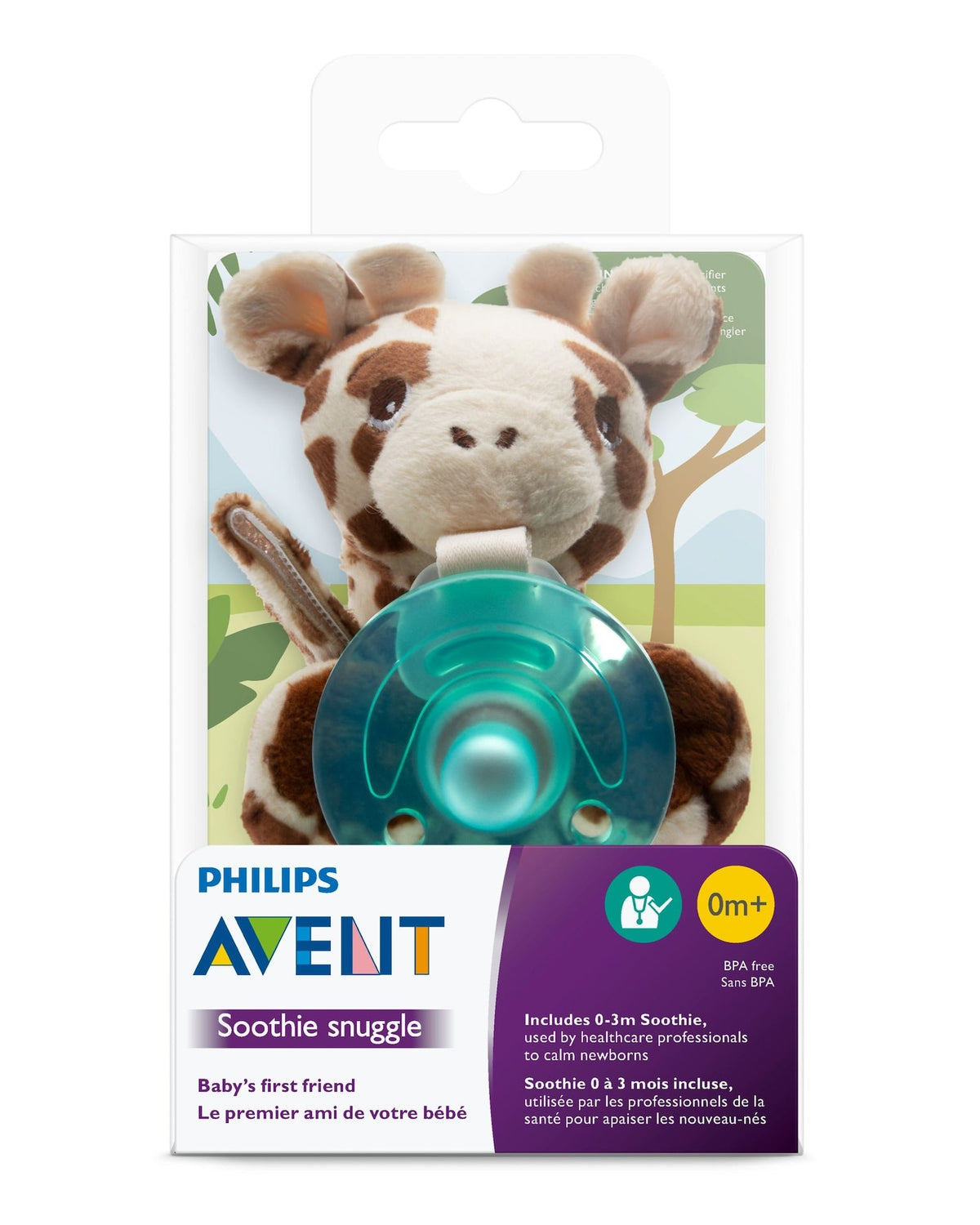 Soothie Snuggle Pacifier, Giraffe, Ages 0-3m