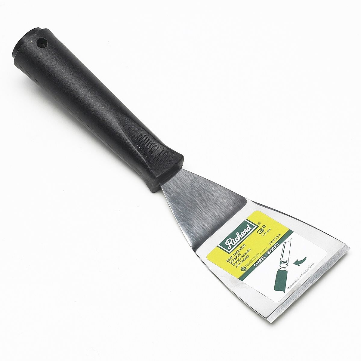Bent Chisel Scraper with Threaded Handle For Extension Pole, Stainless Steel, 3-in