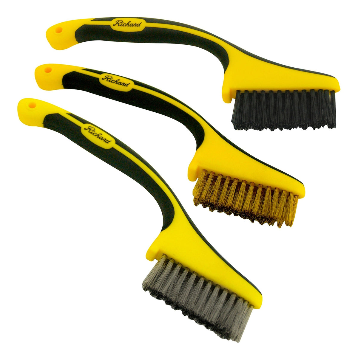 Multi-Surface Mini Metal Wire Bristle Brush Set, Removes Paint/Dirt/Rust, 3-pc
