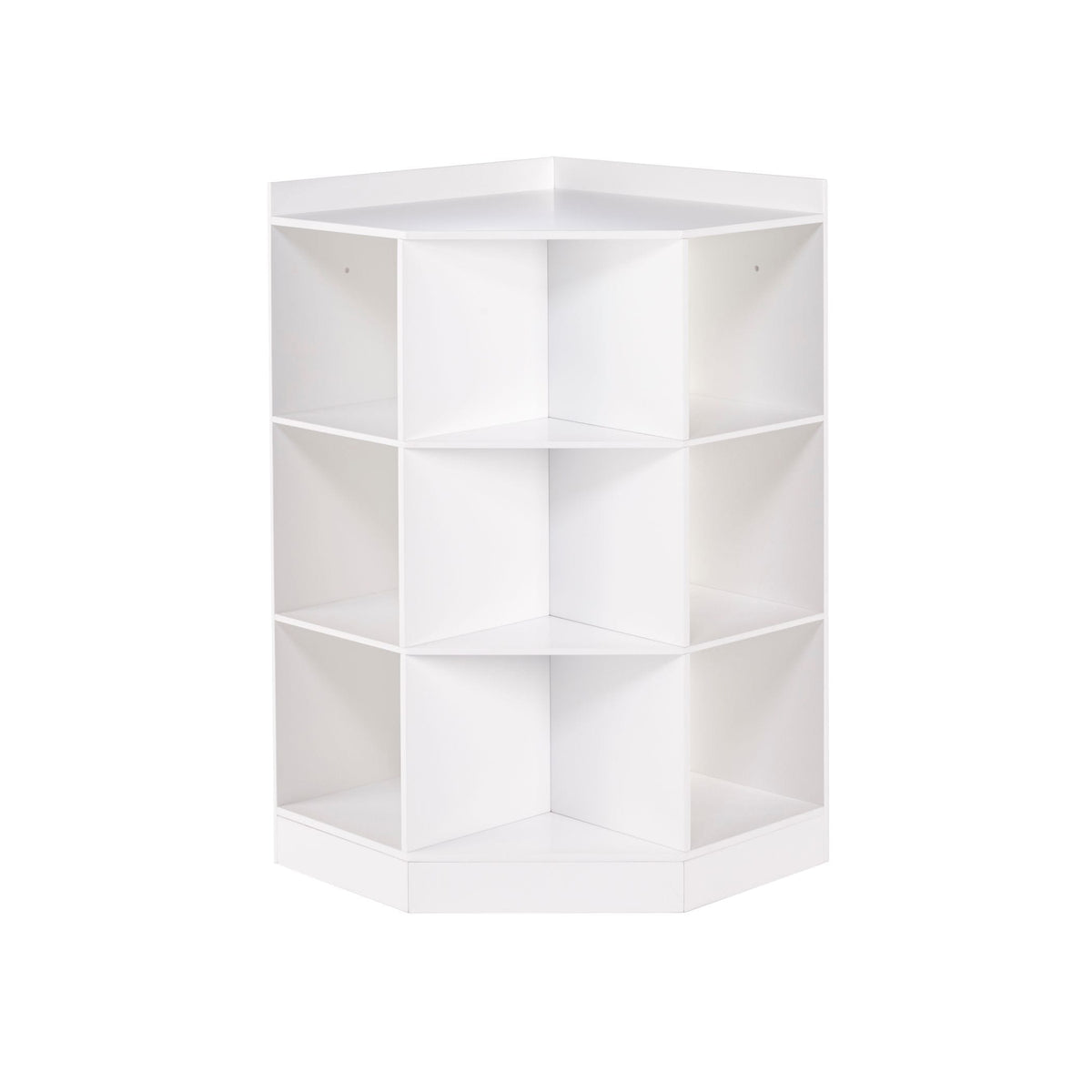 Home Kids' Playroom Corner Cabinet with 6 Toy Storage Cubbies & 3 Shelves, White