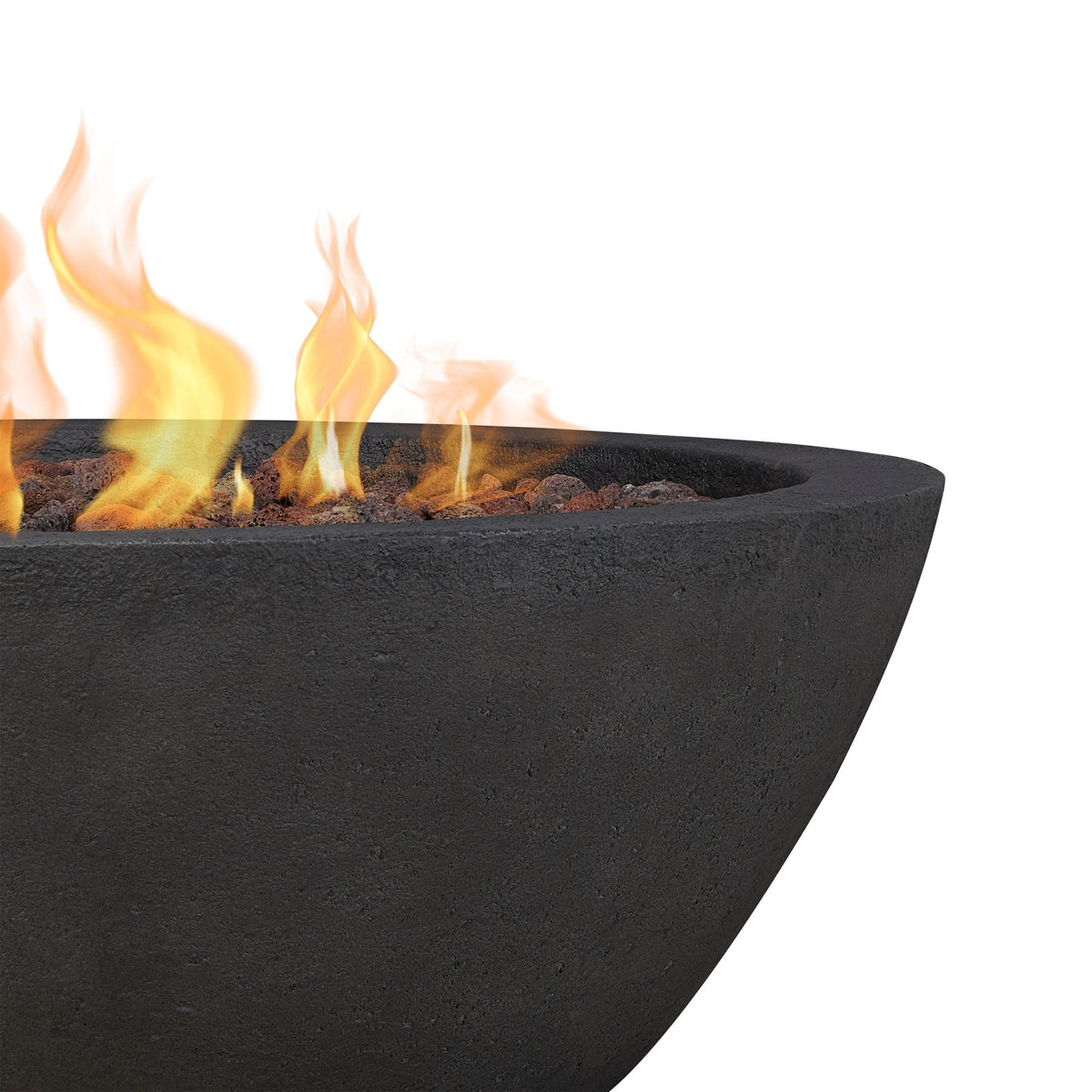 Riverside Round Concrete Gas Fire Pit in Shale, 36-in