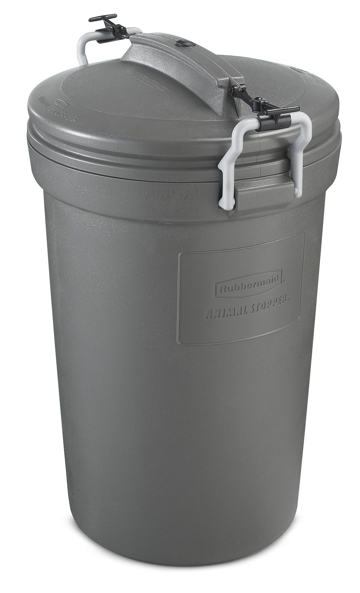 Plastic Circular Animal Stopper Garbage Can, Grey, 121-L