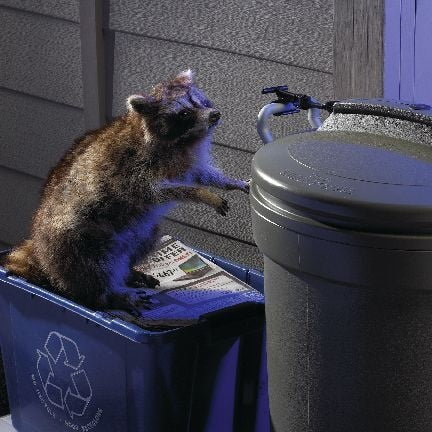 Plastic Circular Animal Stopper Garbage Can, Grey, 121-L