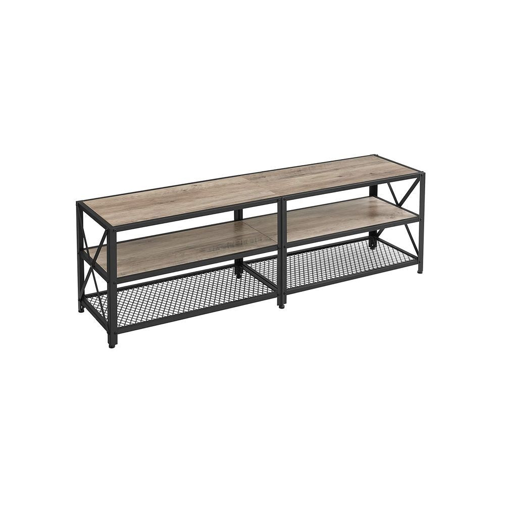 Home 70-in 3-Tier Industrial Greige/Black TV Stand