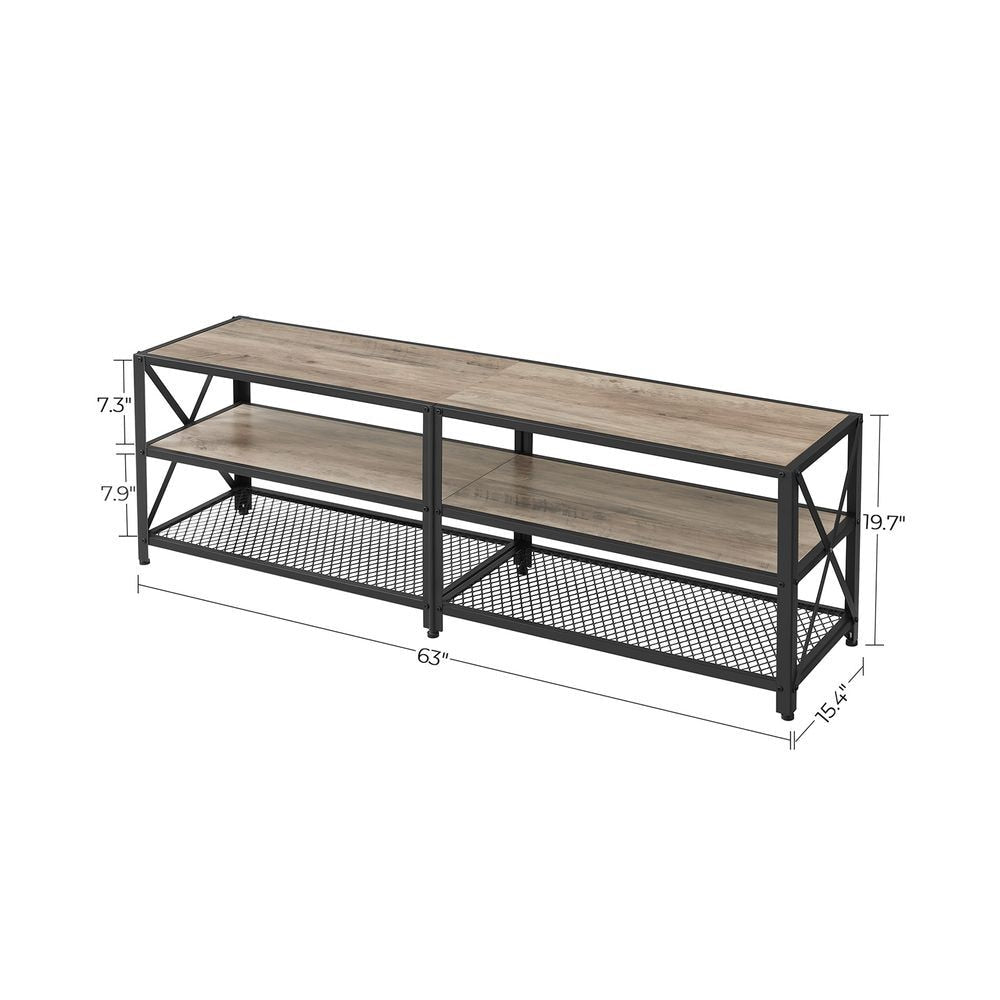 Home 70-in 3-Tier Industrial Greige/Black TV Stand