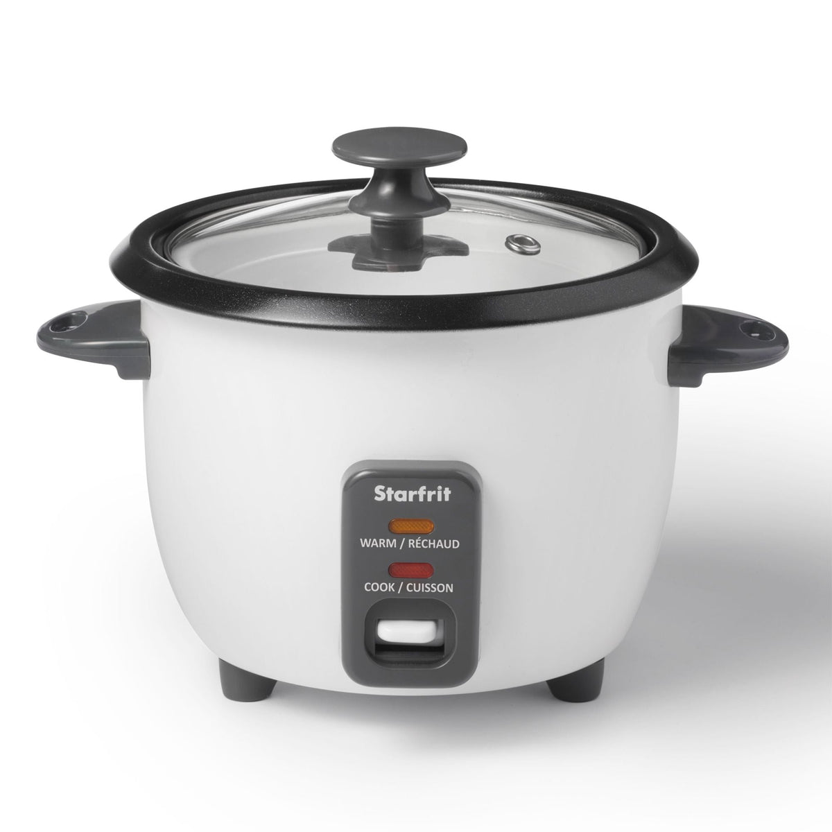 300W 6-Cup White Rice Cooker with Steam Basket