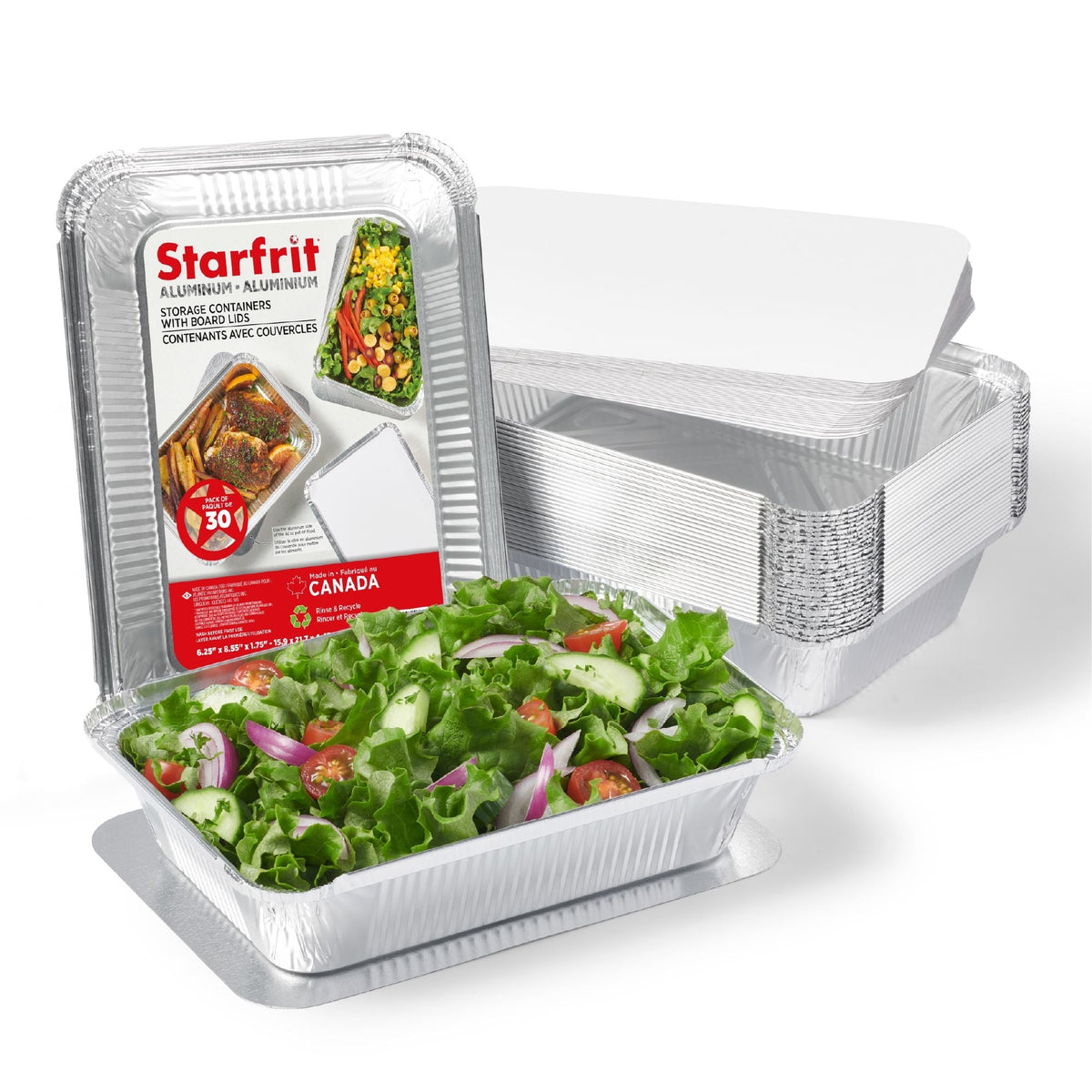 Aluminum Container with Board Lid, 30-pk