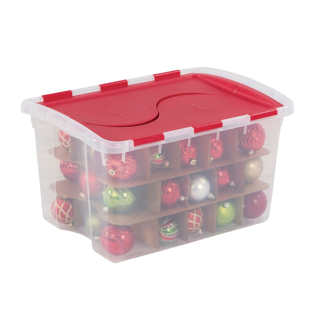 Transparent Ornament Storage Box with Flip-top Lid, 45-L