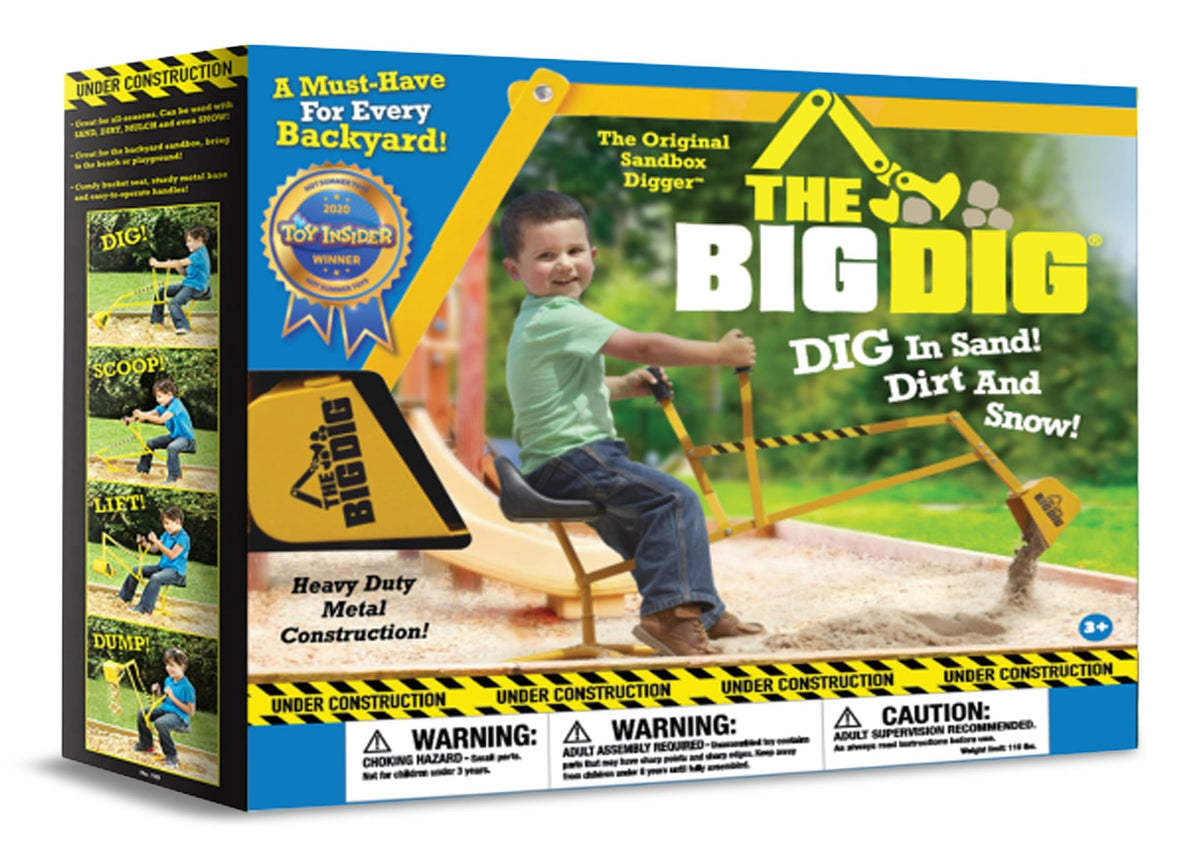 Kids' Ride-On Digger Excavator, Yellow, Ages 3+, for Summer/Backyard Activities
