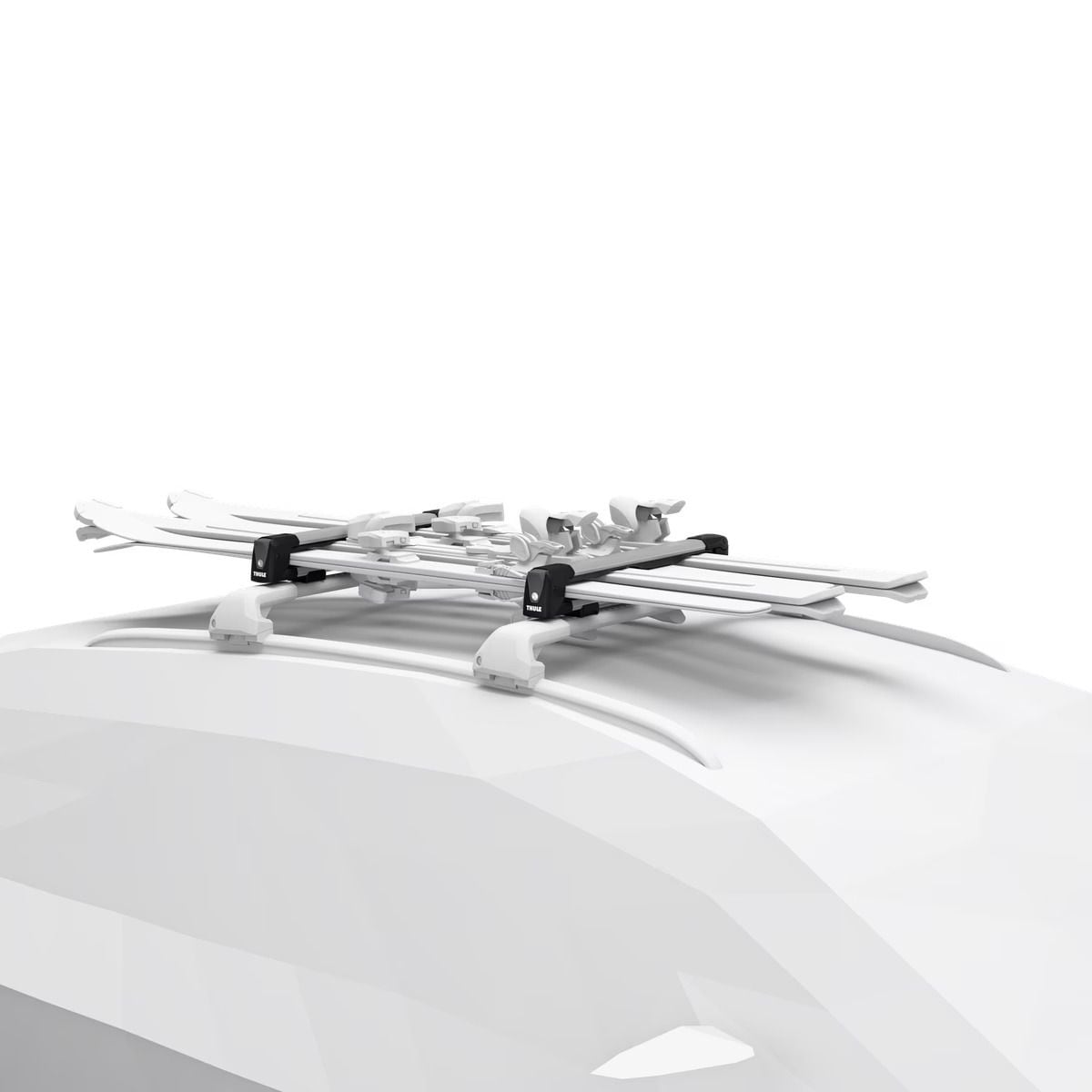 SnowPack Stainless Steel Roof Top Mount Ski/Snowboard Rack, Medium, Black, 2-pc