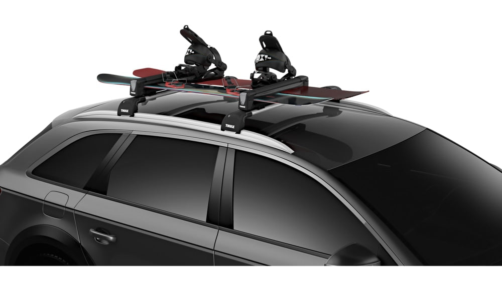 SnowPack Stainless Steel Roof Top Mount Ski/Snowboard Rack, Medium, Black, 2-pc