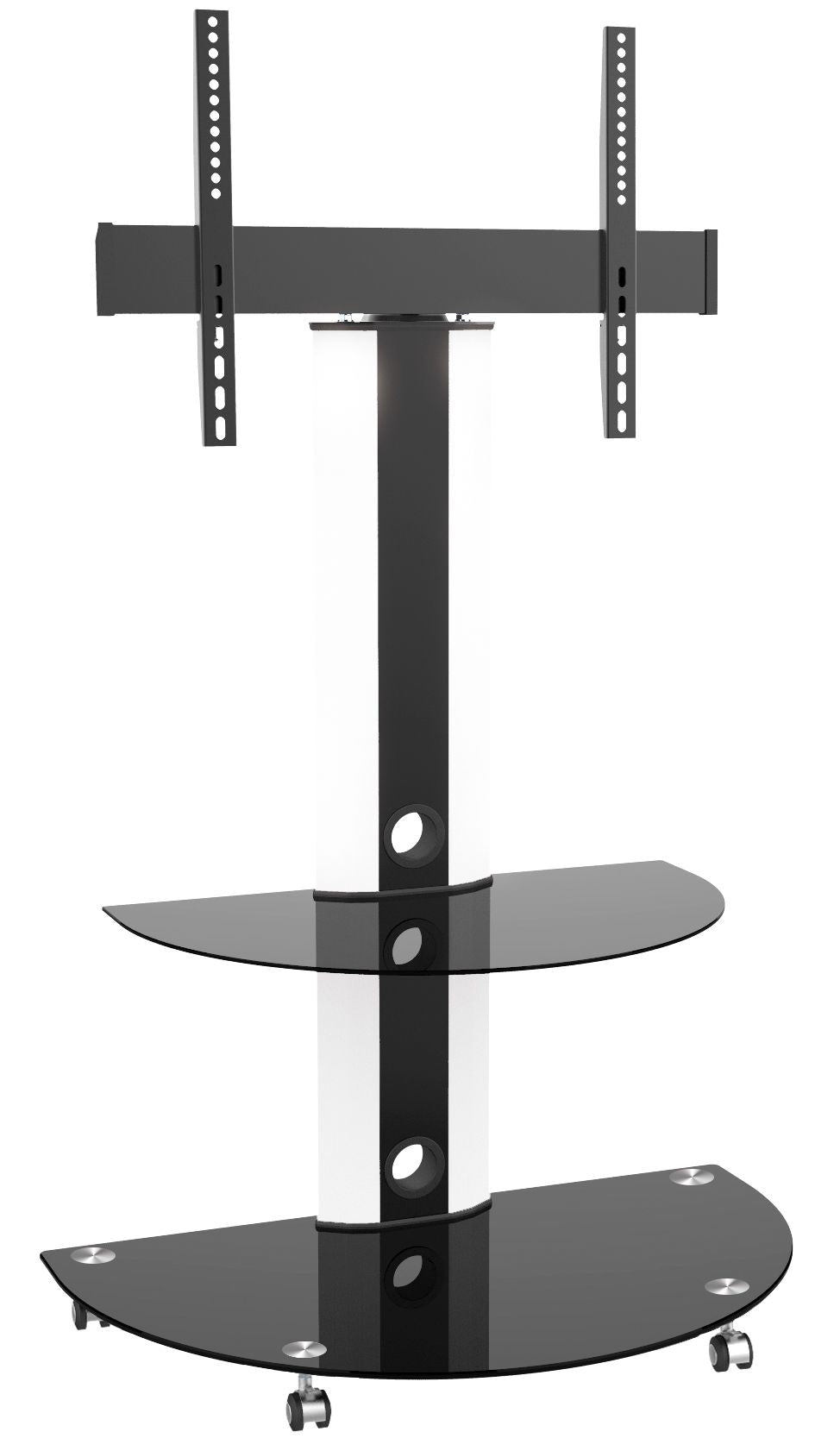 LCD84113BLK Superior TV Cart with Glossy Glass Base and Shelf, 32-in to 55-in