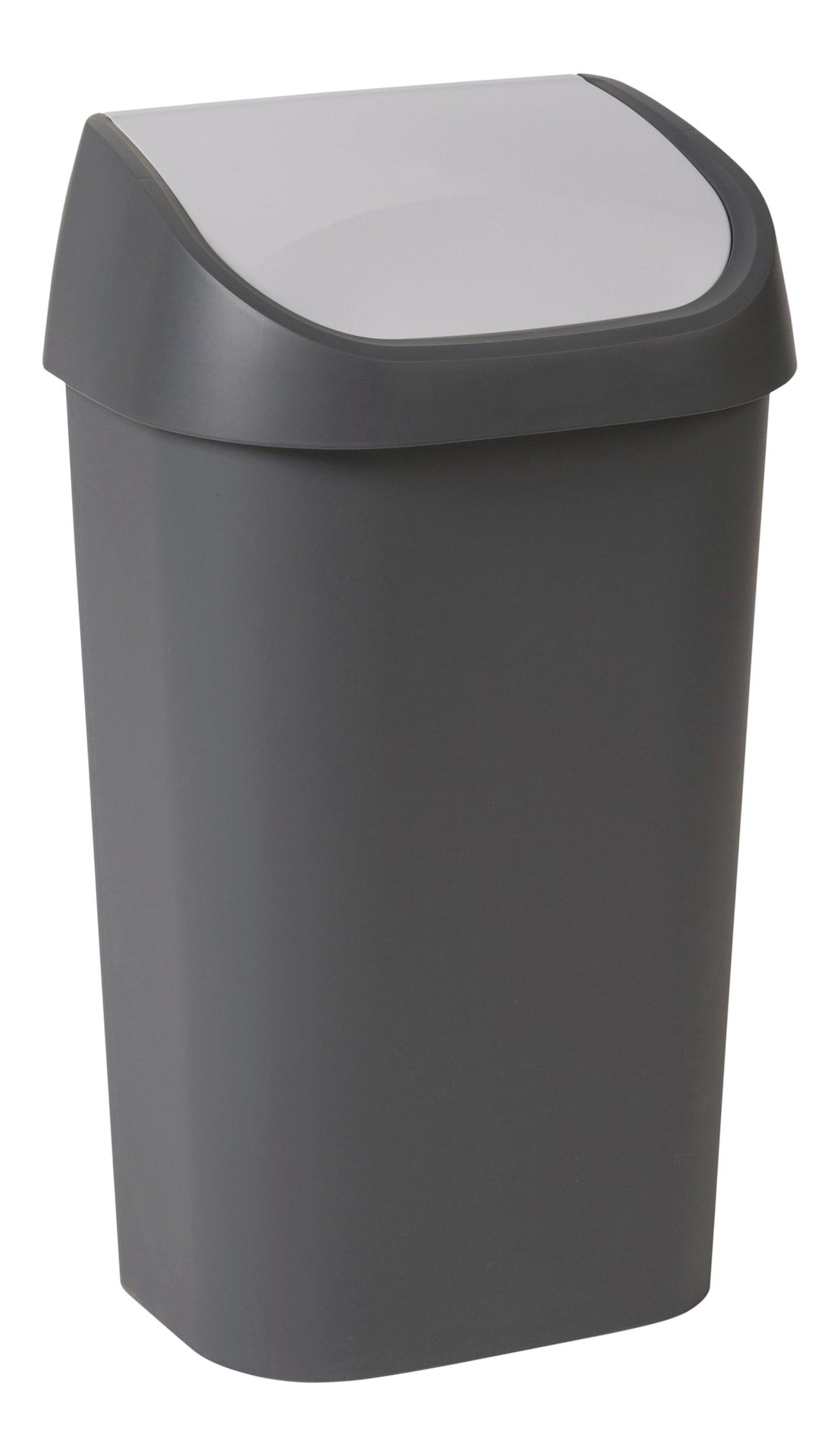 Plastic Rectangular Swing Lid Garbage Can, Black/Grey, 50-L