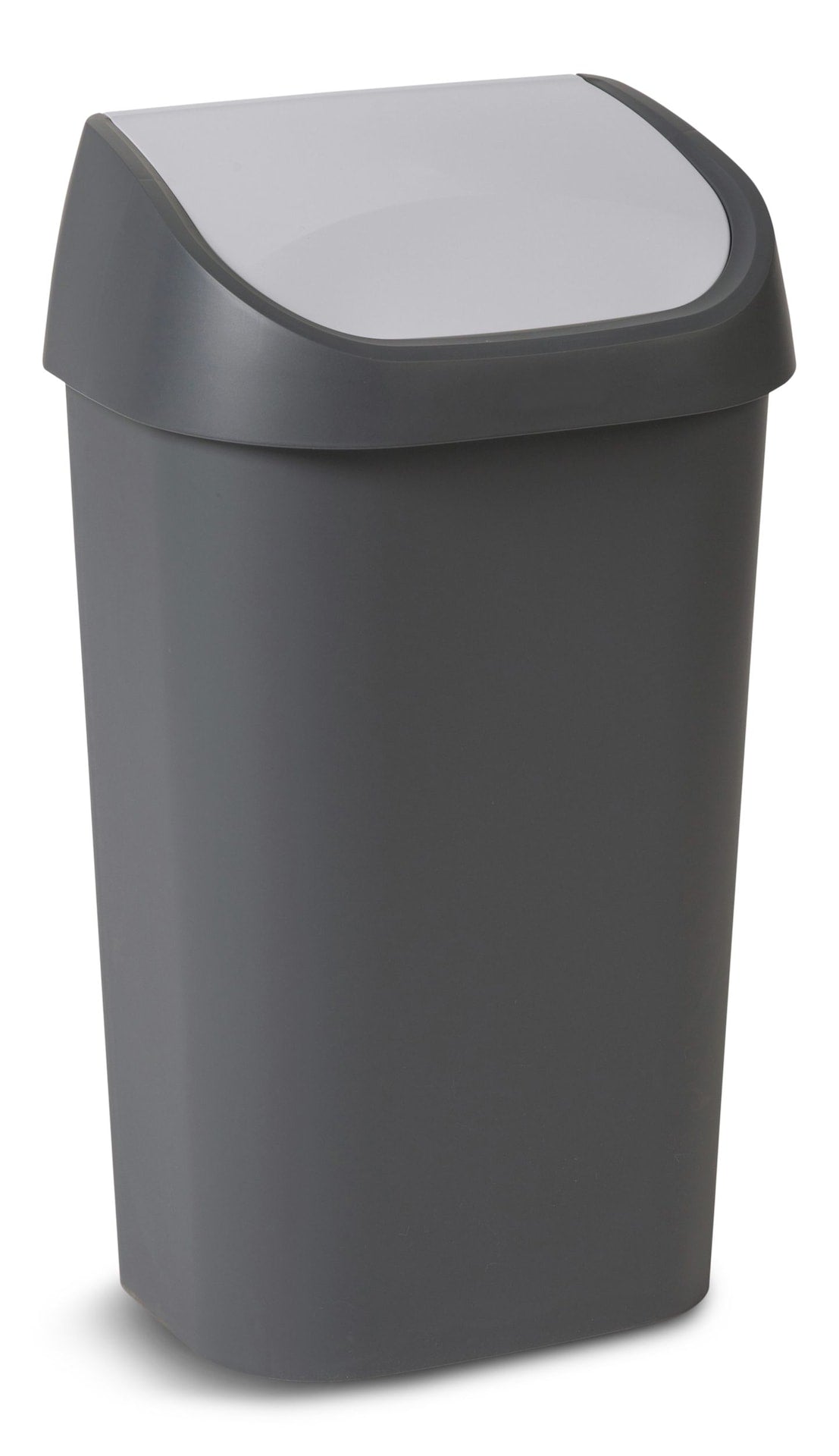 Plastic Rectangular Swing Lid Garbage Can, Black/Grey, 50-L