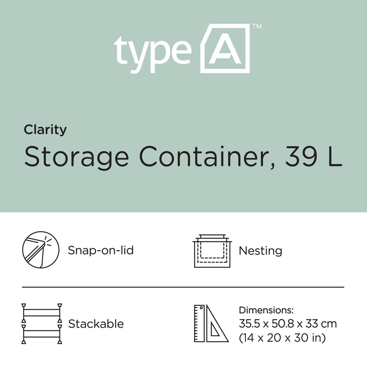 Transparent Stackable Storage Box with Lid, 39-L