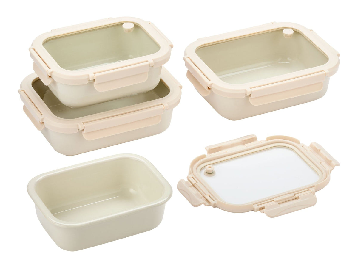 Ceramic Food Containers, Cream, 8-pc