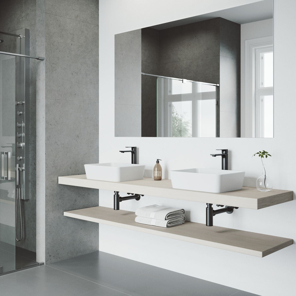 Marigold Matte White Bathroom Sink/Basin Set with Norfolk Faucet and Rectangular Composite Vessel