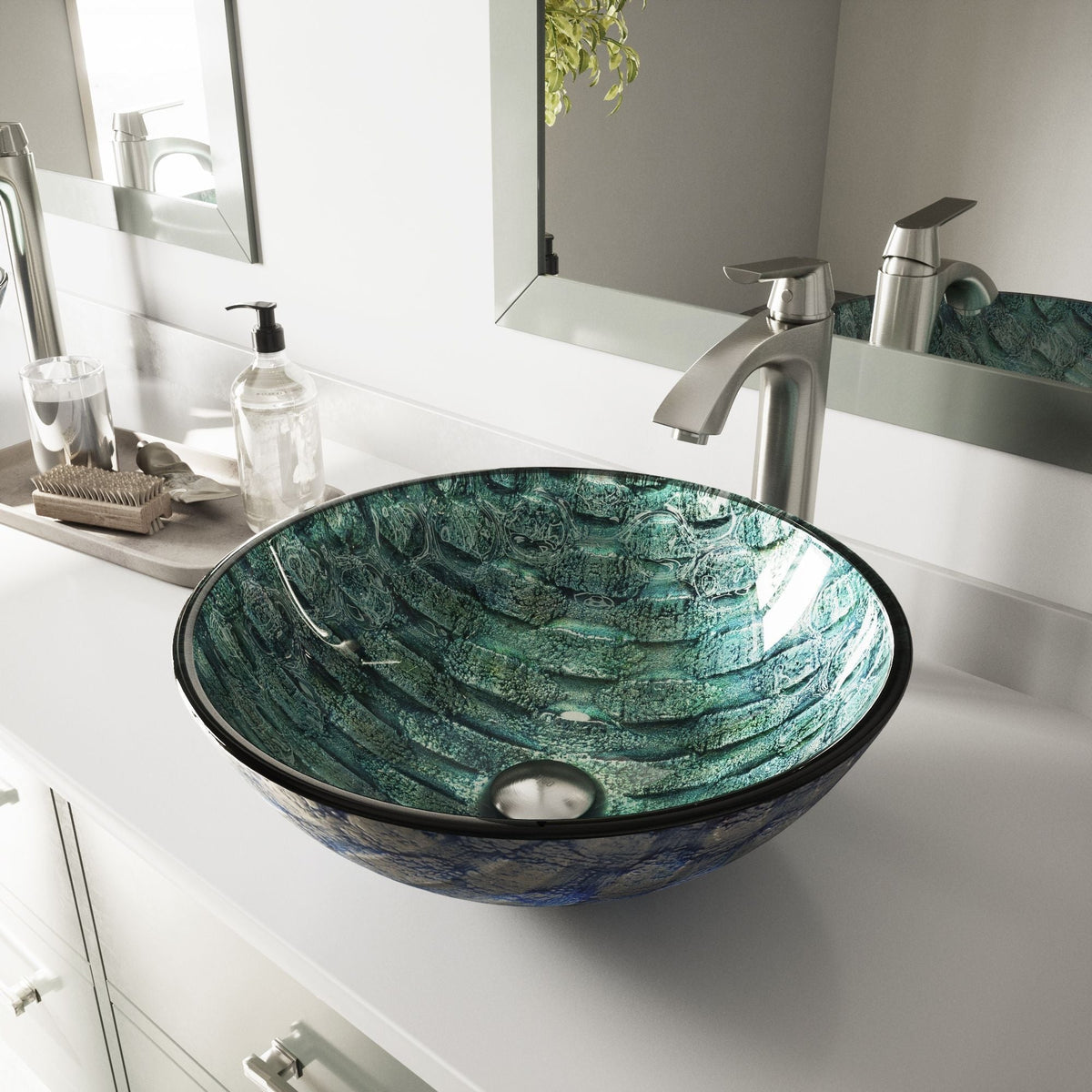 Round Glass Vessel Bathroom Sink/Basin with Scratch-Resistant Surface, Oceania