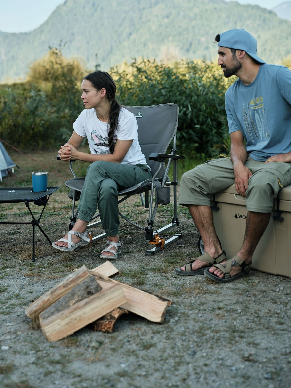 Bonavista Folding Camp Rocker Chair, Grey