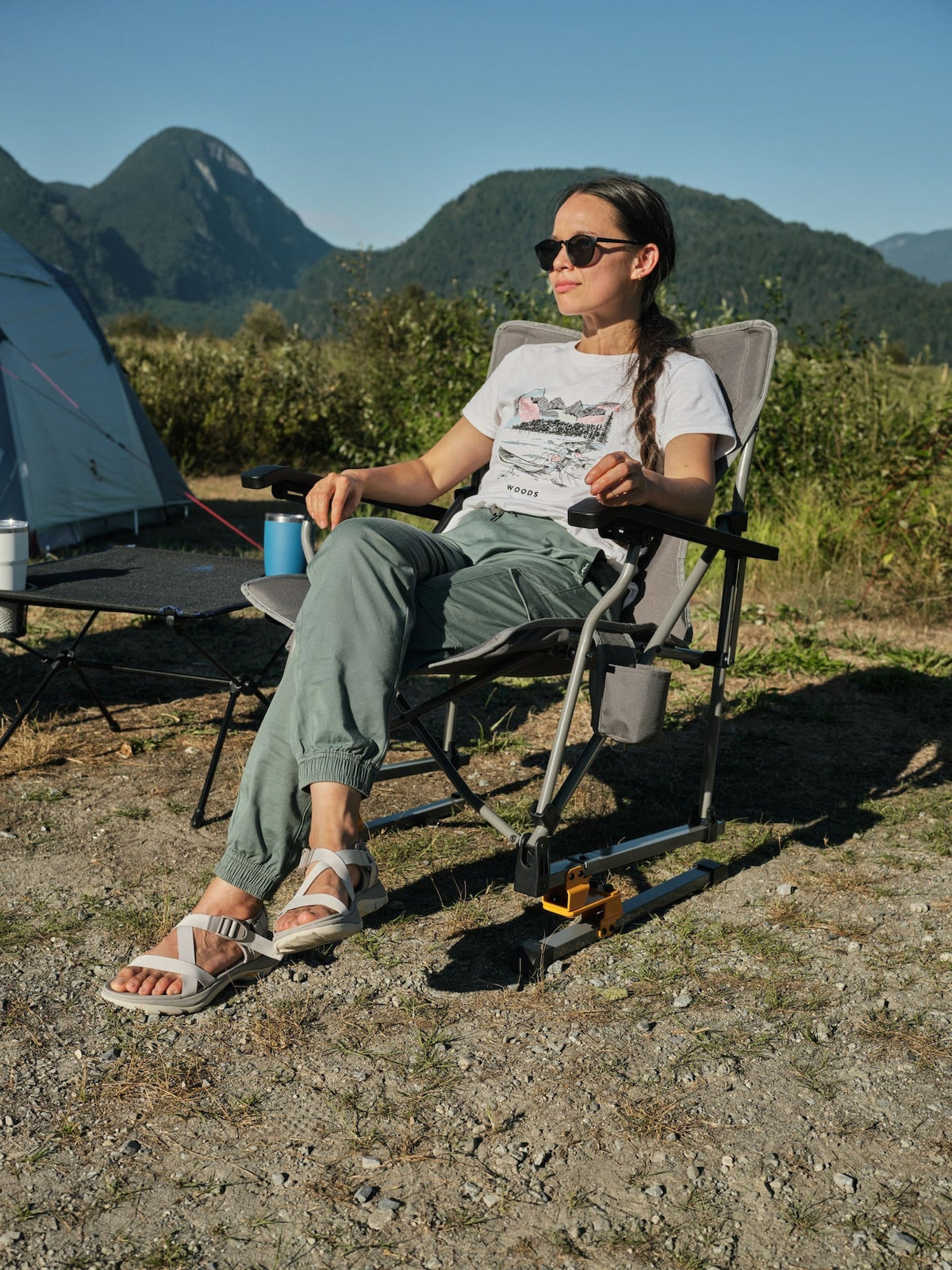 Bonavista Folding Camp Rocker Chair, Grey