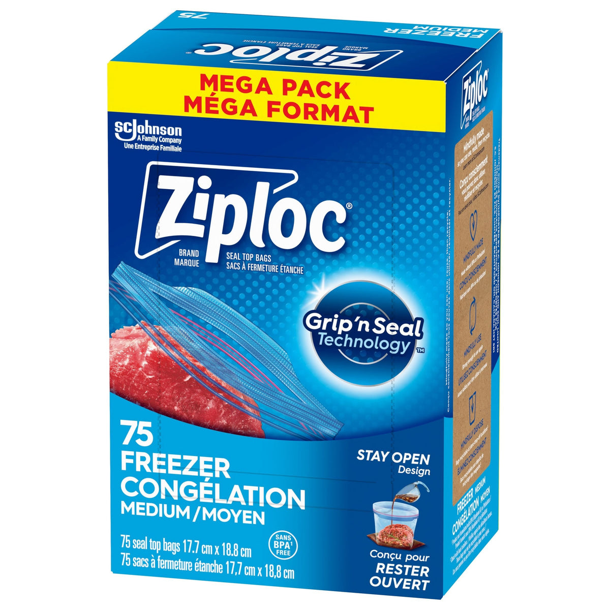 Medium Plastic Freezer Bags Mega Pack, 520-mL, 75-pk