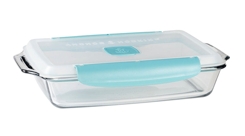 Rectangular Glass Bakeware Container with TrueLock Vented Locking Lid, 3-qt X1