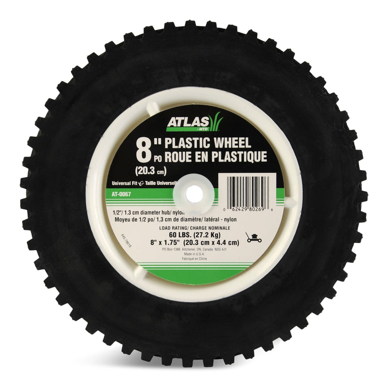 Plastic Lawn Mower Replacement Wheel with Geared Tread, 8-in x 1.75-in W8