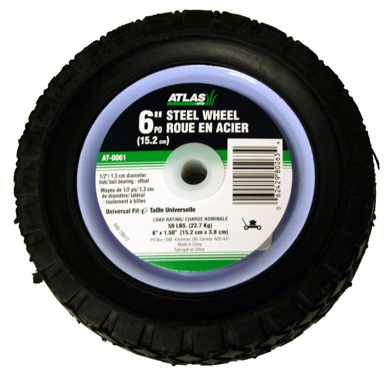 Steel Lawn Mower Wheel with Ball Bearings, 6-in x 1.5-in R3