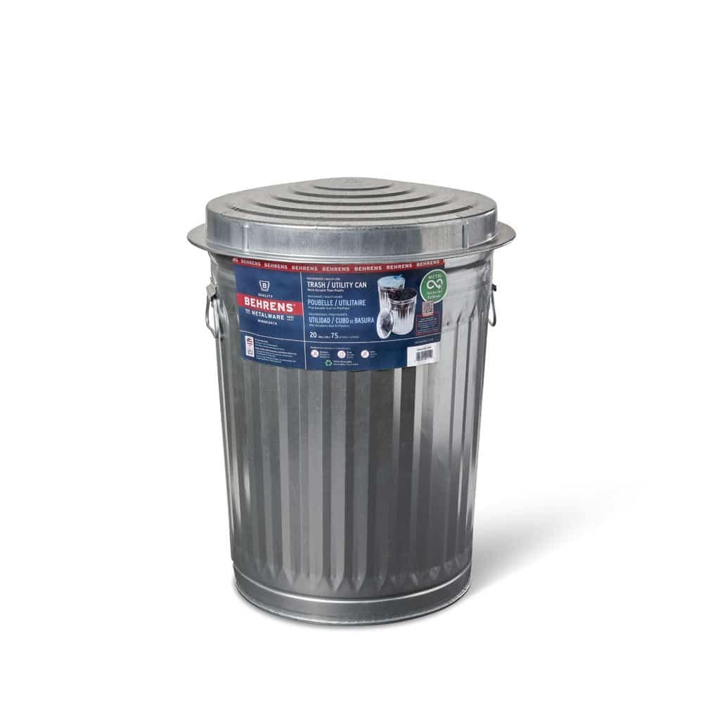 Galvanized Steel Circular Multi-Purpose Garbage Can, 75-L (19.8 US gal)