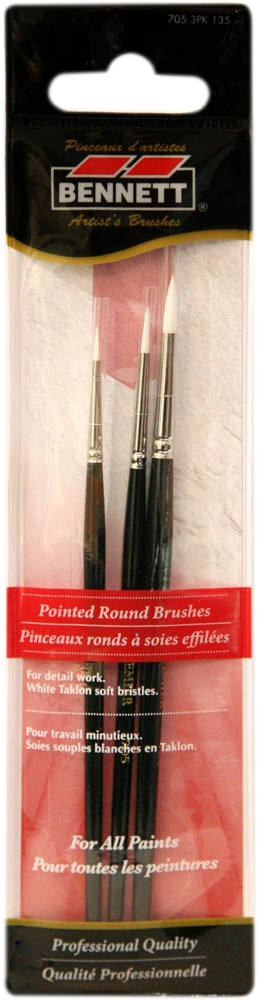 Professional Artist Pointed Round Tip Paint Brushes, 3-pk E2