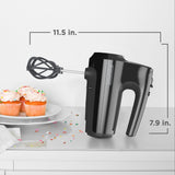 Helix Hand Mixer, Premium Performance 5 Speed Hand Mixer, Includes 5 Attachments and Case, Black