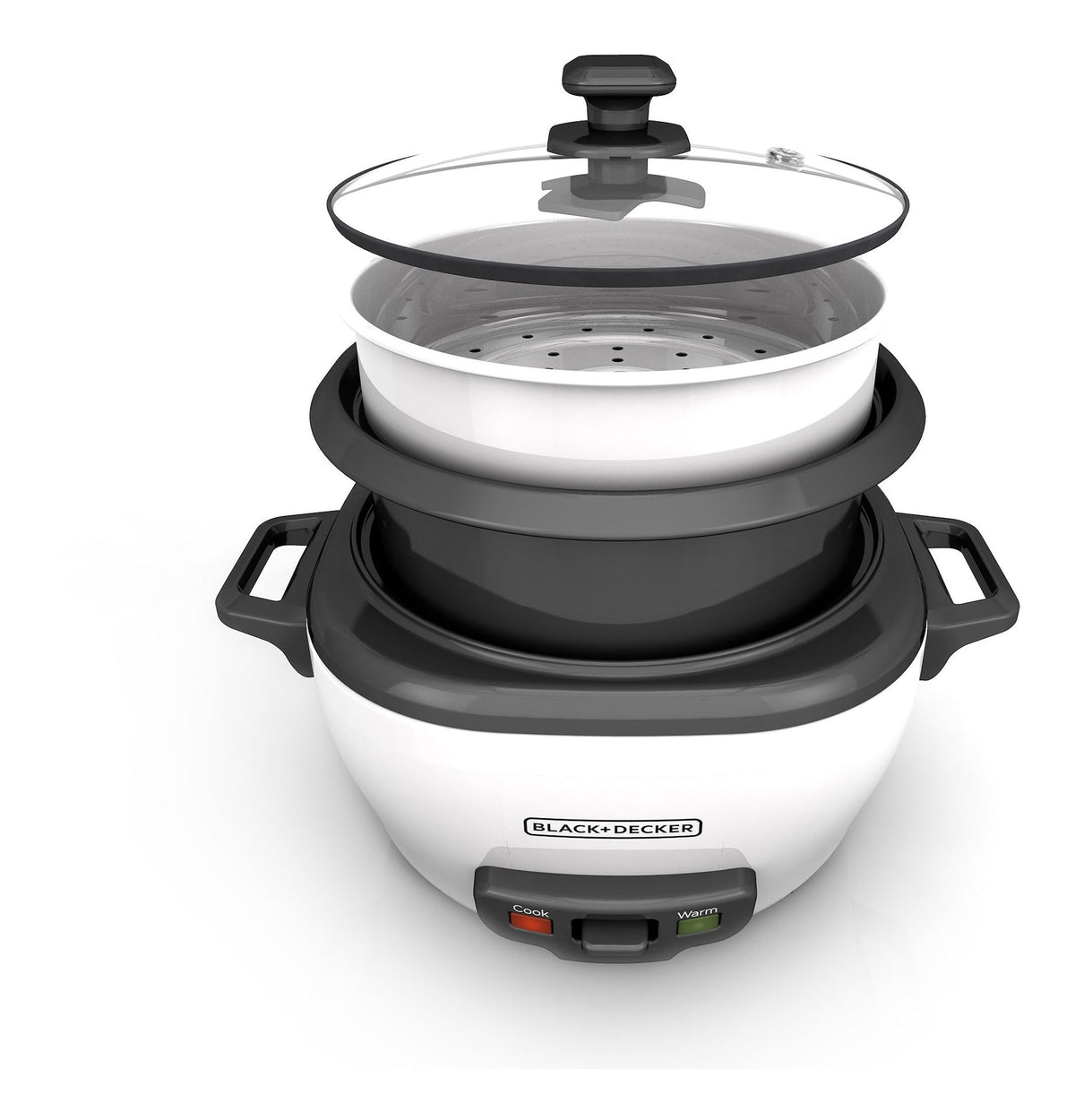 Rice Cooker & Non-Stick Steamer White, 16 Cups