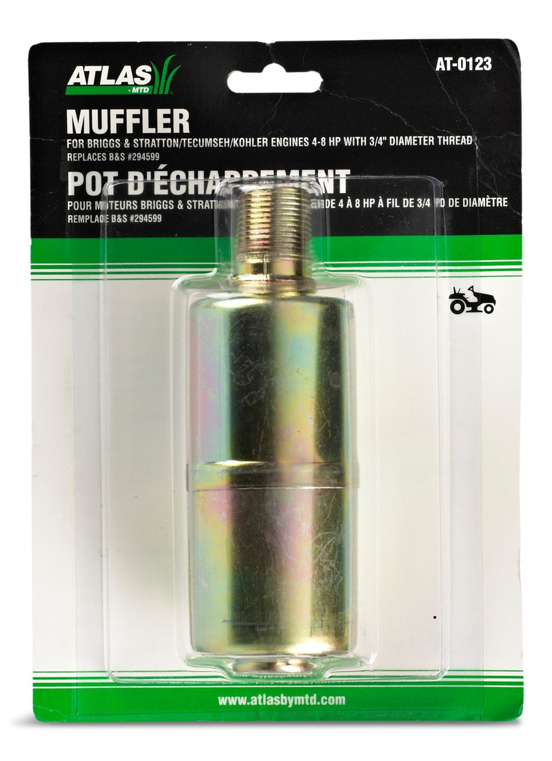 Lawn Mower 4-8 HP Engine Muffler, For Engines with 3/4" Thread W8