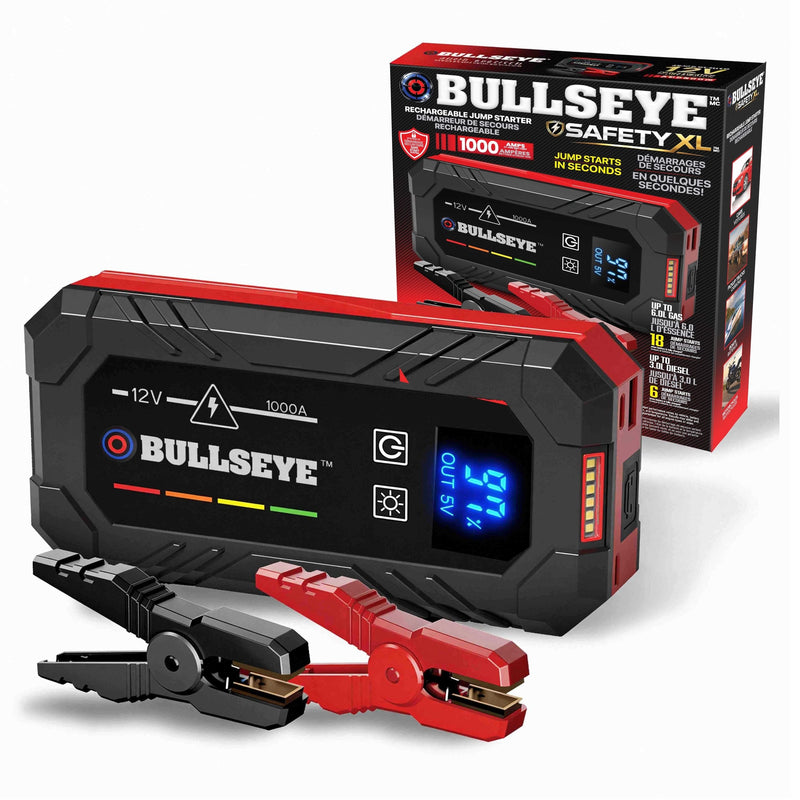 XL 1000A 12V Car Jump Starter, Portable Booster with Jumper Cables, 6.0-L Gas & 3.0-L Diesel, 1800mAh Rechargeable S8