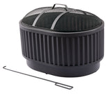 CANVAS Barbeau Oval Outdoor Fluted Wood Firepit, 28-in, Black
