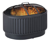 CANVAS Barbeau Oval Outdoor Fluted Wood Firepit, 28-in, Black