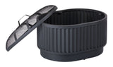 CANVAS Barbeau Oval Outdoor Fluted Wood Firepit, 28-in, Black