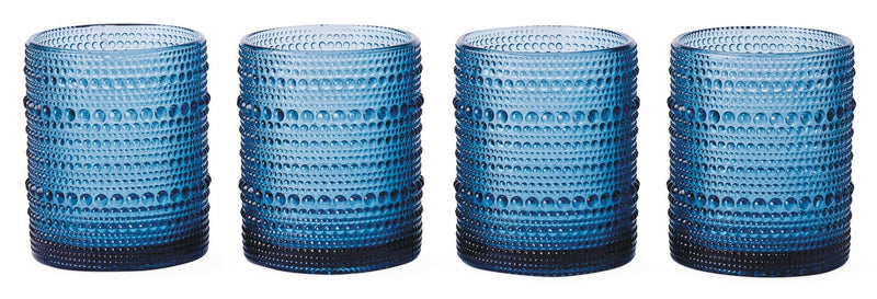 CANVAS Blue Hobnail Glasses, Durable Glass Build, 4-pk X6