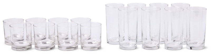 CANVAS Heavy Base Glassware Tumbler Set, Clear, 11 oz & 15 oz, 16-pc O7