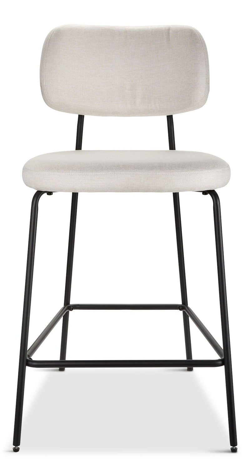 Canvas Kase Upholstered Counter Stool with Back Rest, Off-white/Light Grey A0
