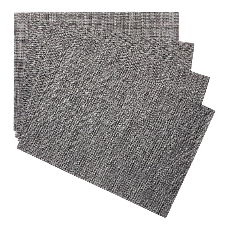 CANVAS Lurex Rectangle Textilene Woven Placemat, Gunmetal, 13-in x 18-in, 4-pk R0
