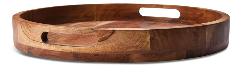 CANVAS Round Wood Serving Tray with Cut-Out Handles, 16-in B2