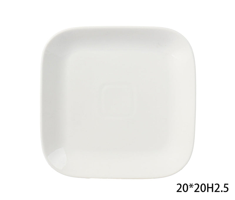 CANVAS Square Stoneware Side Plate, 8-in, White X3