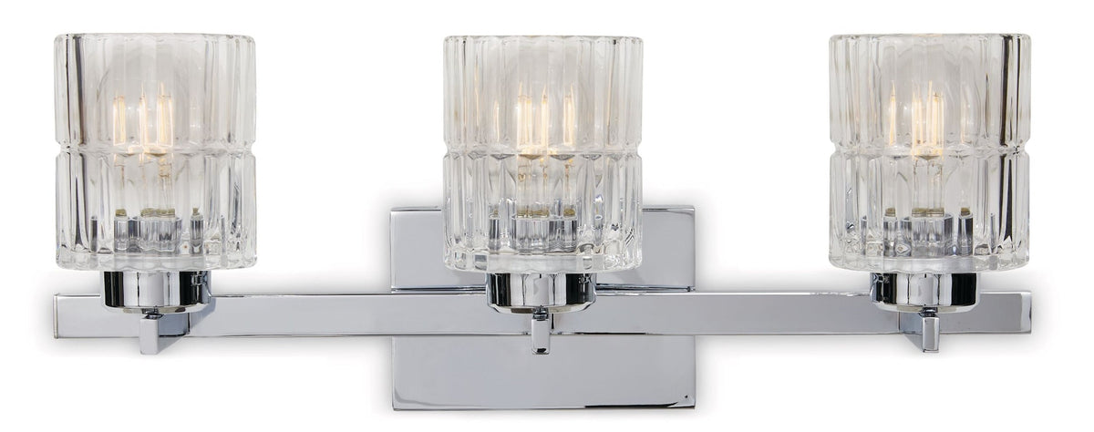 CANVAS Waverly 3-Light Vanity Light Fixture with Clear Glass Shades, Chrome