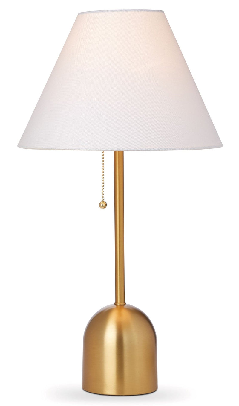 CANVAS White Linen Cone Shade Table Lamp, 22-in, Antique Brass G7