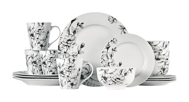 CANVAS Wild Rose Porcelain Dinnerware Set, Serves 4, 16-pc, White P7